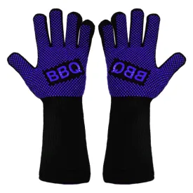1 Pair High Temperature Resistant Silicone BBQ Gloves  Anti-Scalding Gloves(BBQ Blue)