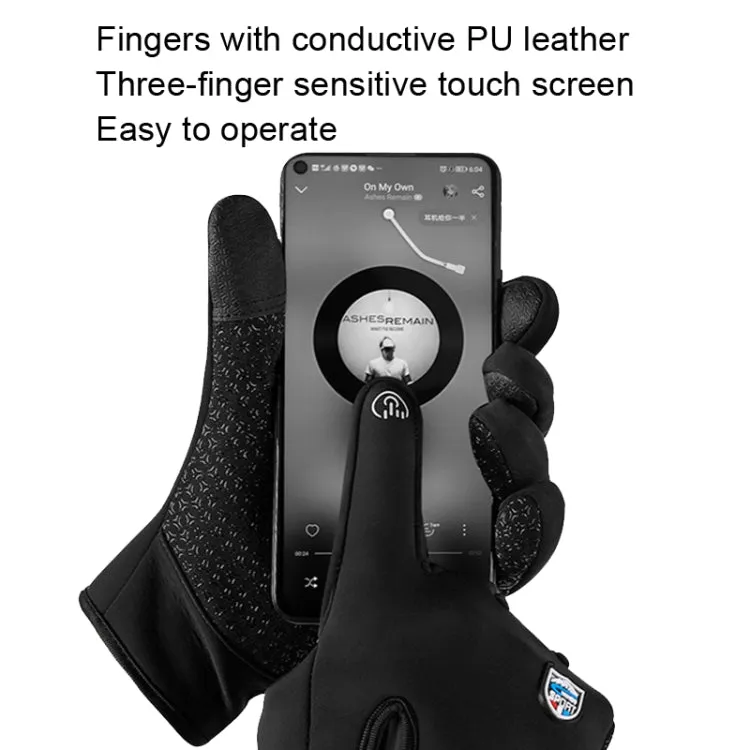 A045 Cycling Gloves Touch Screen Windproof Waterproof Sport Keep Warm Gloves, Size: XL(Black)
