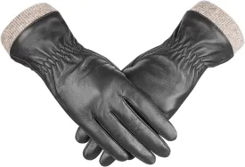 Alepo Genuine Sheepskin Leather Gloves For Women, Winter Warm Touchscreen Texting Cashmere Lined Driving Motorcycle Dress