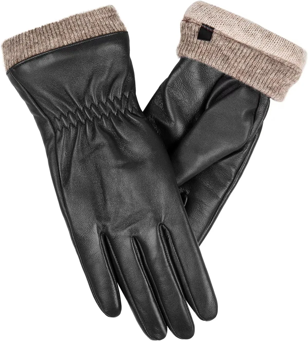 Alepo Genuine Sheepskin Leather Gloves For Women, Winter Warm Touchscreen Texting Cashmere Lined Driving Motorcycle Dress