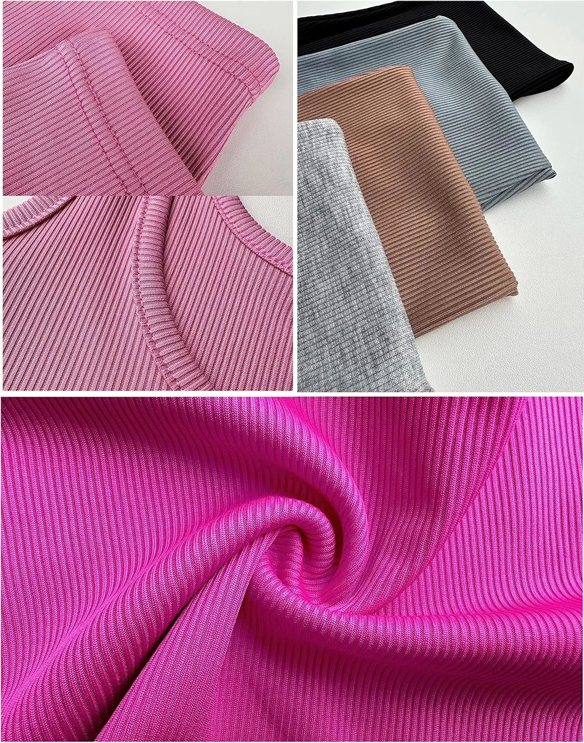 AYWA Casual Workout Sets Two Piece Outfits for Women Ribbed Crop Tank Top High Waist Leggings Active Wear