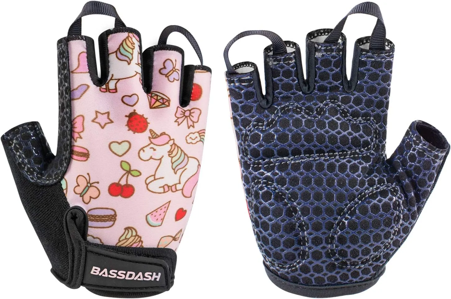 BASSDASH UPF 50  Kids' Gloves with Padded Grippy Palm UV Protection for Bicycles Fishing for 1-8 Years Old Boys Girls