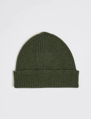Bhode Aran Short Beanie Hat (Lambswool) - Rosemary Green