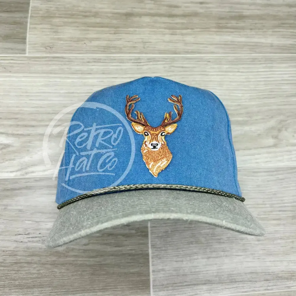 Big Buck / Deer on 2-Tone Stonewashed Retro Rope Hat