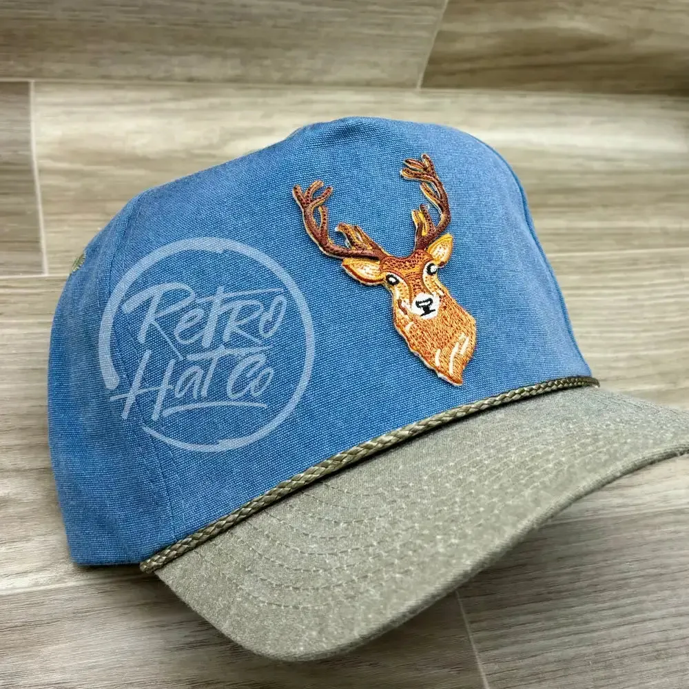 Big Buck / Deer on 2-Tone Stonewashed Retro Rope Hat
