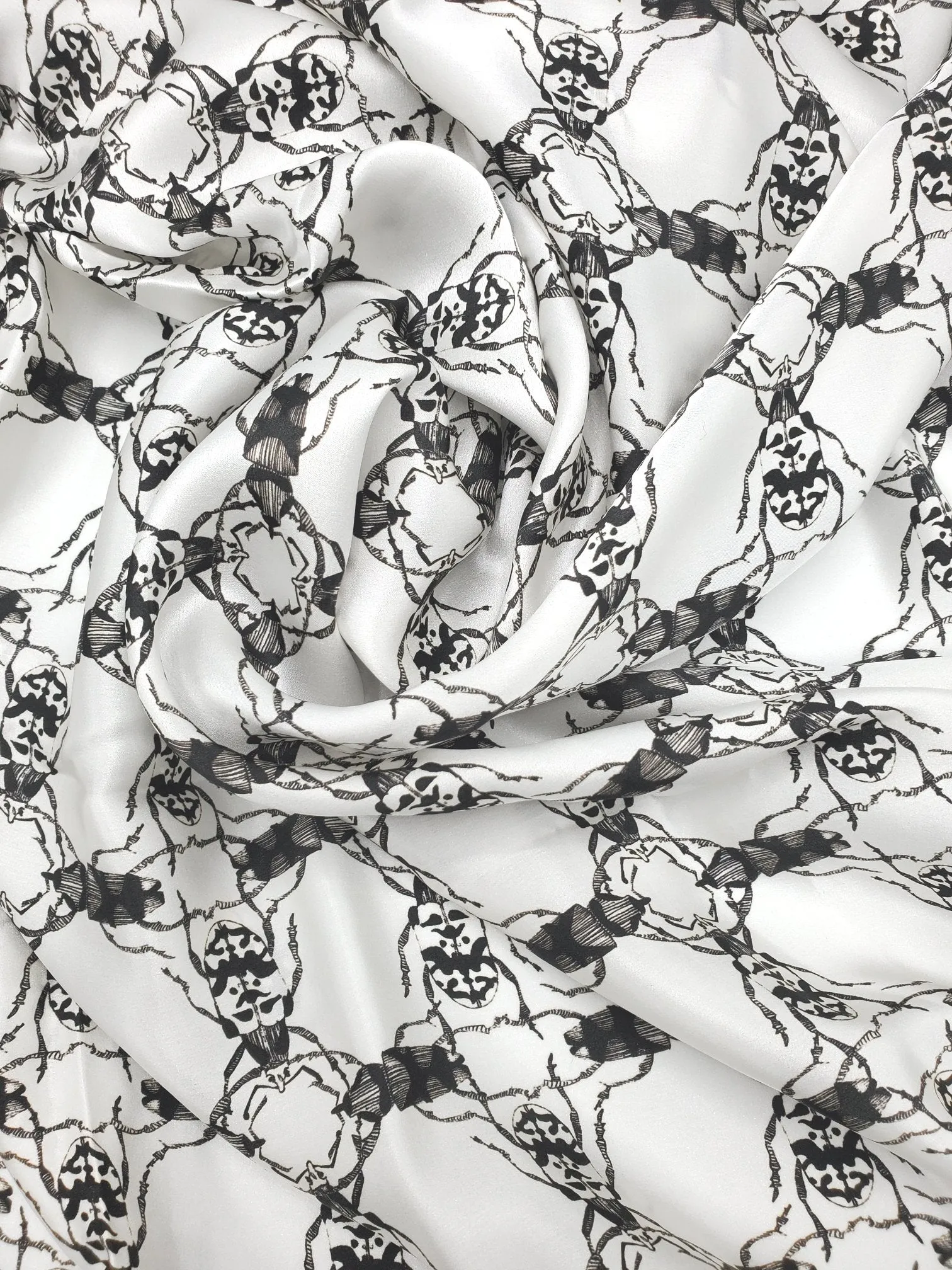 Bug White Silk Scarf