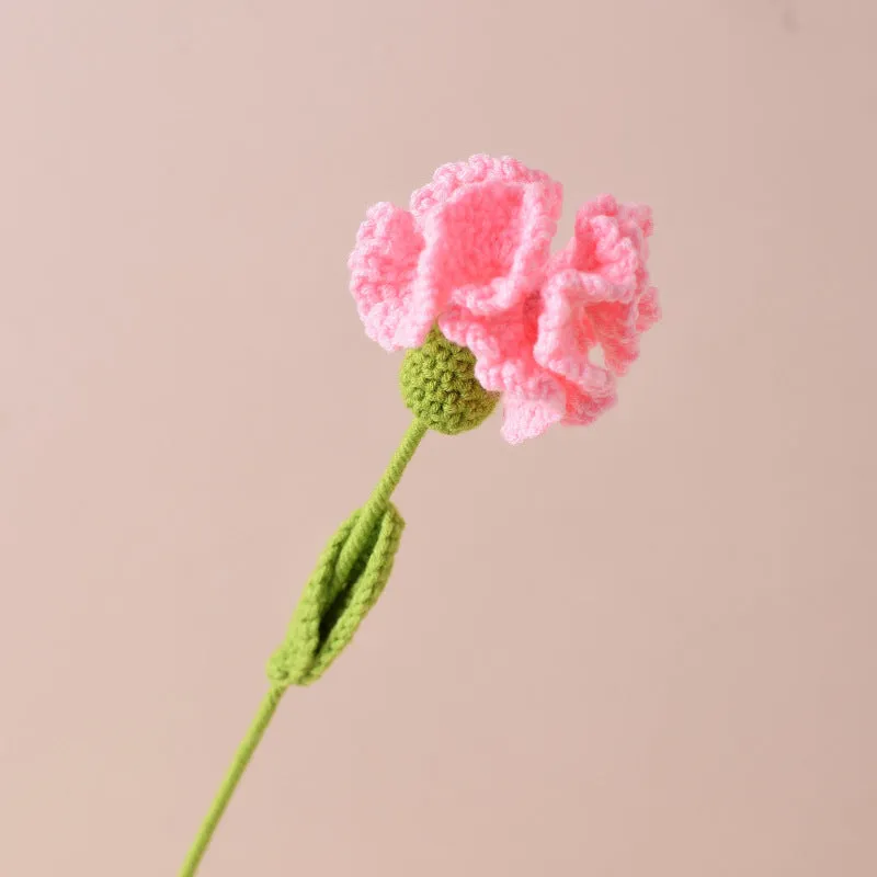 Bulk Handmade Crochet Flowers Artificial Wool Carnation for Gift Anniversary and Mothers Day Wholesale
