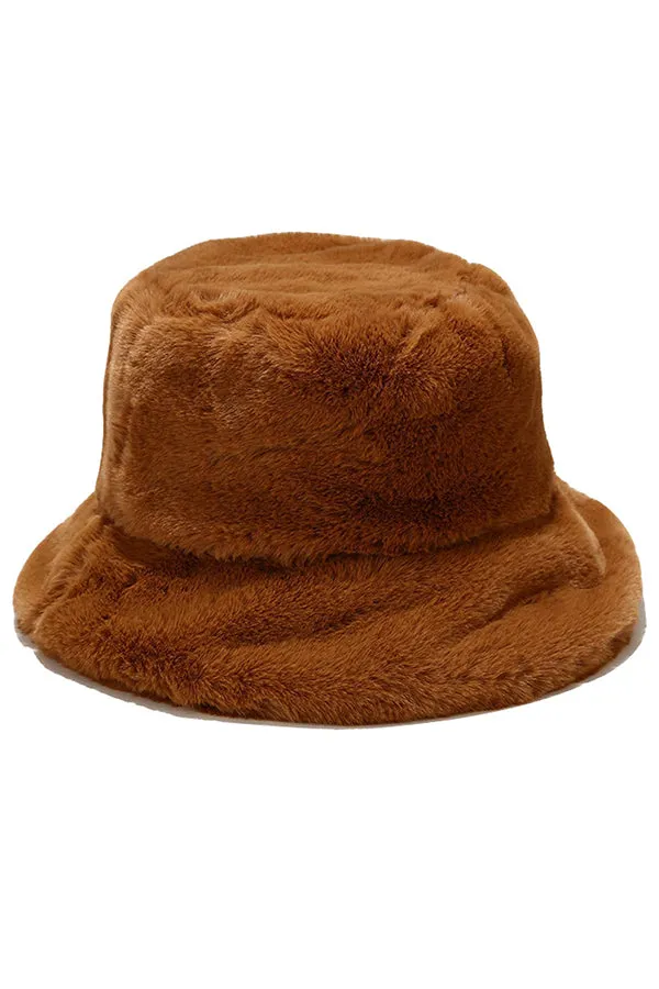 Casual Solid Color Furry Bucket Hat