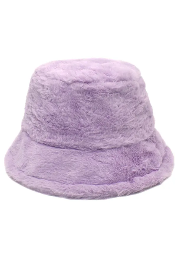 Casual Solid Color Furry Bucket Hat