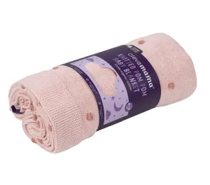 Clevamama Organic Cotton Knitted Pom Pom Baby Blanket - Pink