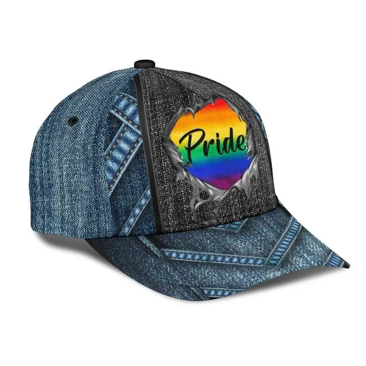Cool Jean Texture Pride Lgbt 3D Printing Baseball Cap Hat, Gay Pride Baseball Cap