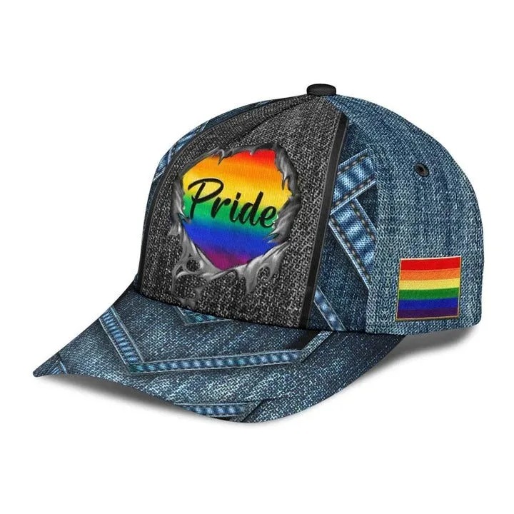 Cool Jean Texture Pride Lgbt 3D Printing Baseball Cap Hat, Gay Pride Baseball Cap