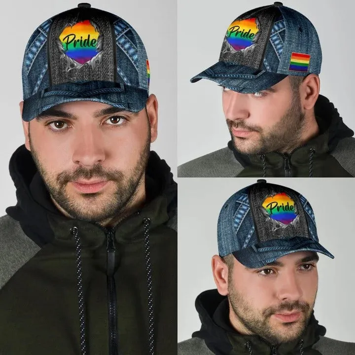 Cool Jean Texture Pride Lgbt 3D Printing Baseball Cap Hat, Gay Pride Baseball Cap