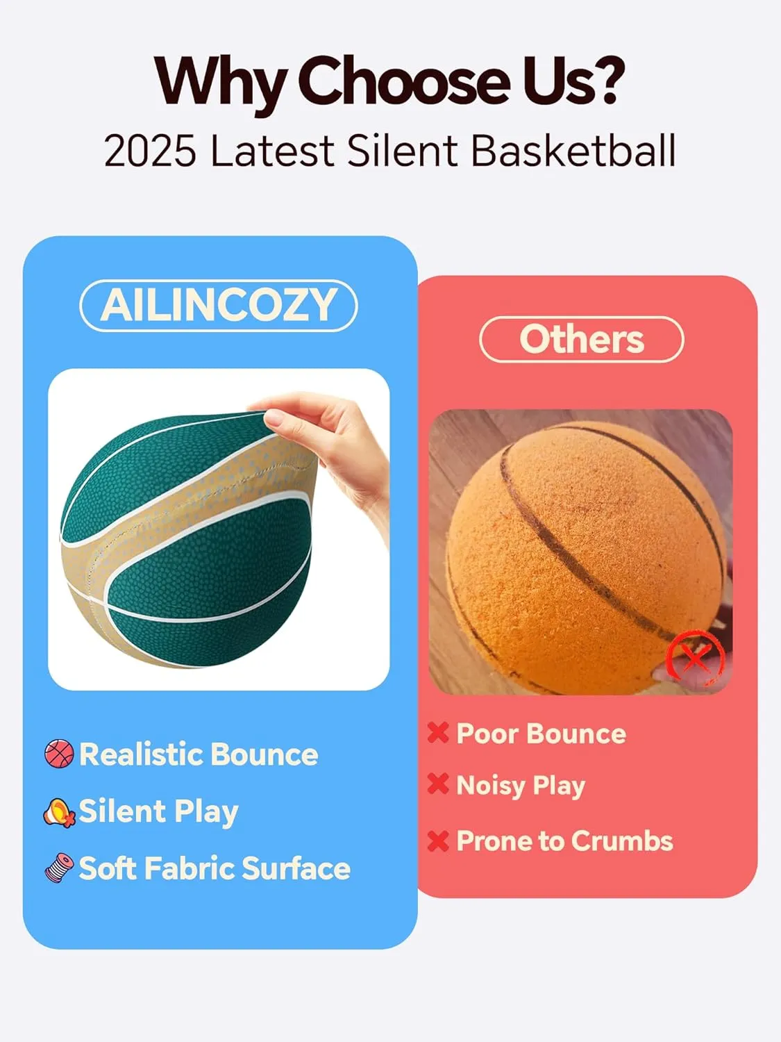 Covered Silent Basketball, Fabric Cover Soft Foam Airless Basketball, High Bounce, Noise-Free Training Ball, Gifts Packaging, Safe for Indoor Activities
