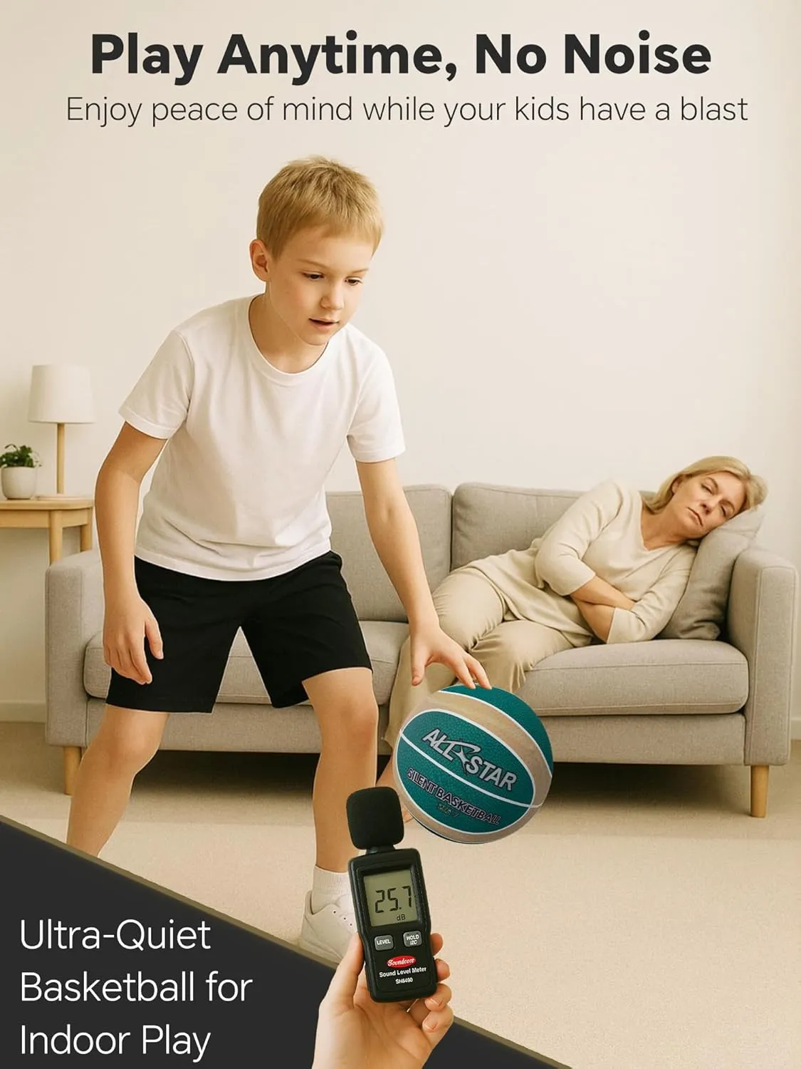 Covered Silent Basketball, Fabric Cover Soft Foam Airless Basketball, High Bounce, Noise-Free Training Ball, Gifts Packaging, Safe for Indoor Activities