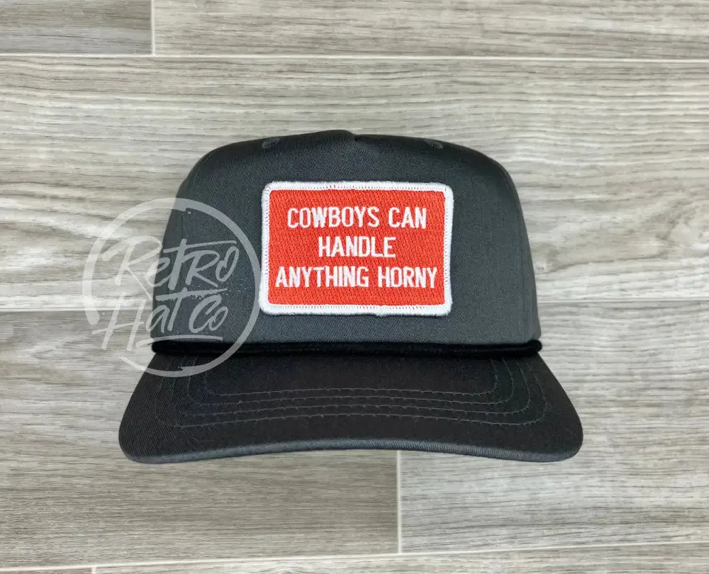 Cowboys Can Handle Anything Horny (R&W) on Retro Rope Hat