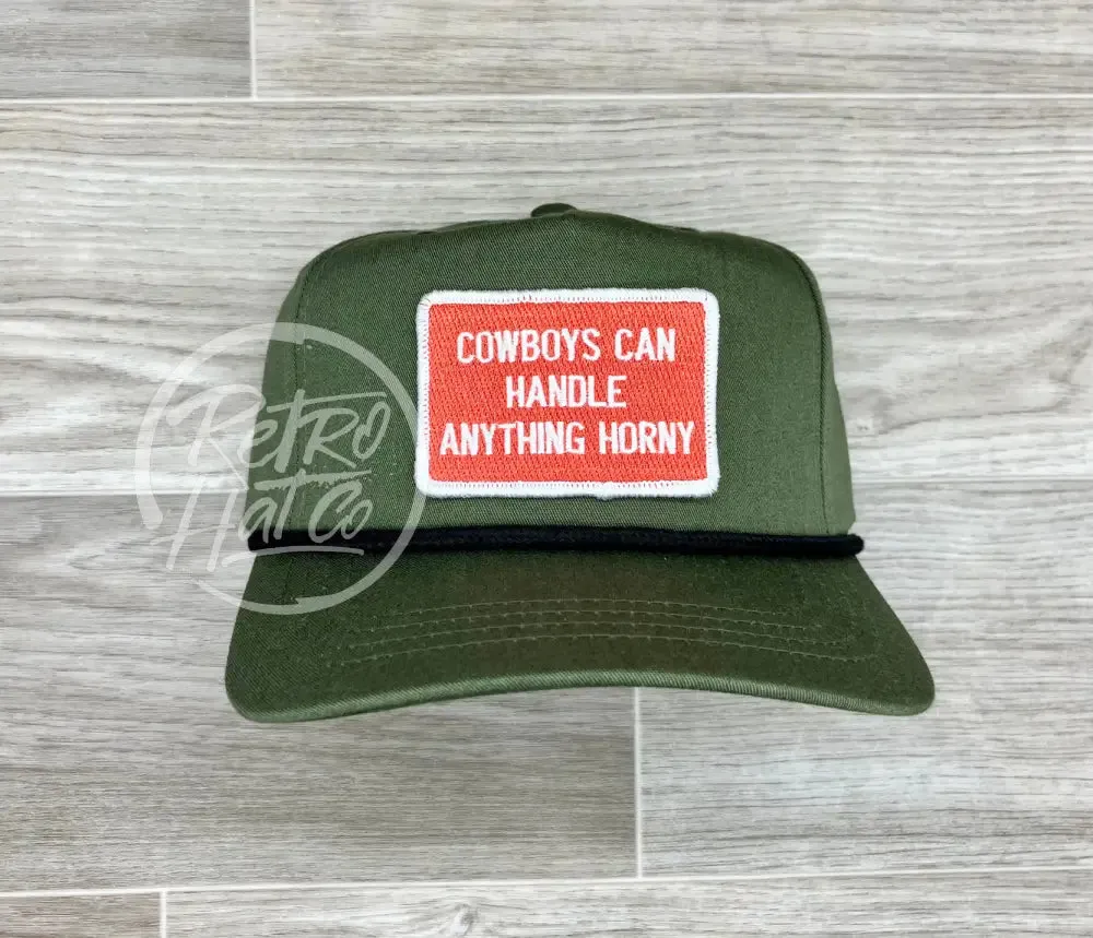 Cowboys Can Handle Anything Horny (R&W) on Retro Rope Hat