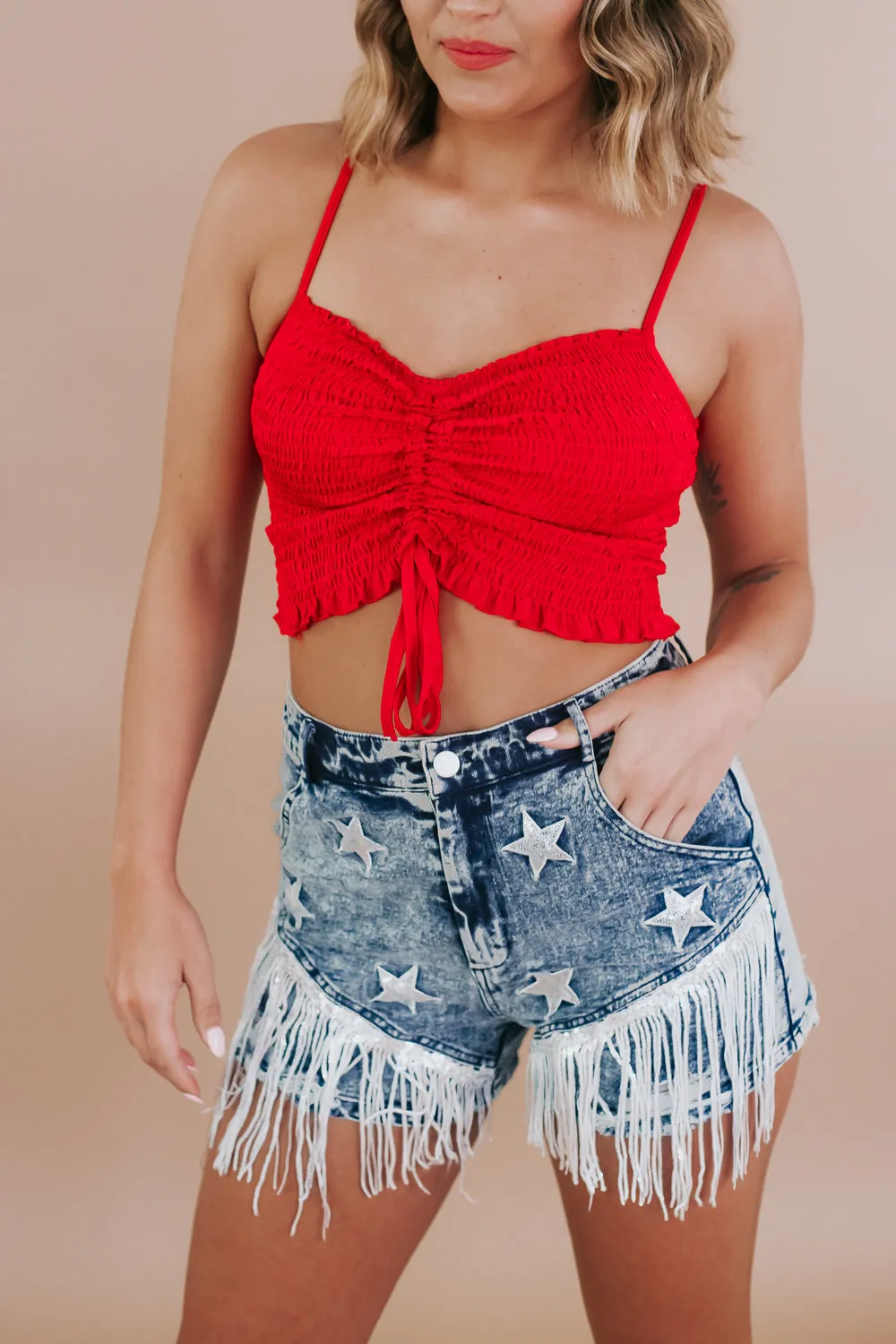 Daybreak Ruched Tank, Red