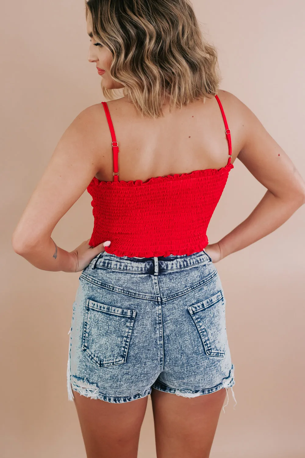 Daybreak Ruched Tank, Red