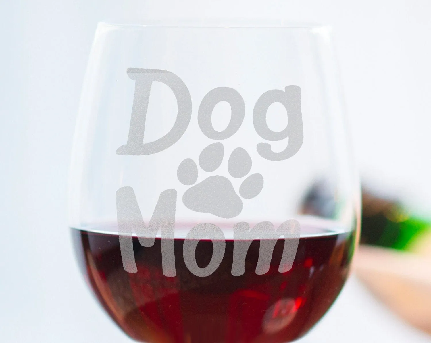 Dog Mom Stemless Glass Drink Wine and Pet My Dog Pet Lover Gift Fur Mom Rescue Dog Adoption Gift First Family Puppy Birthday Gift for Sister