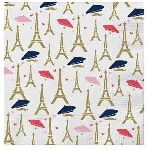 Eiffel Tower & Beret Beverage Napkins