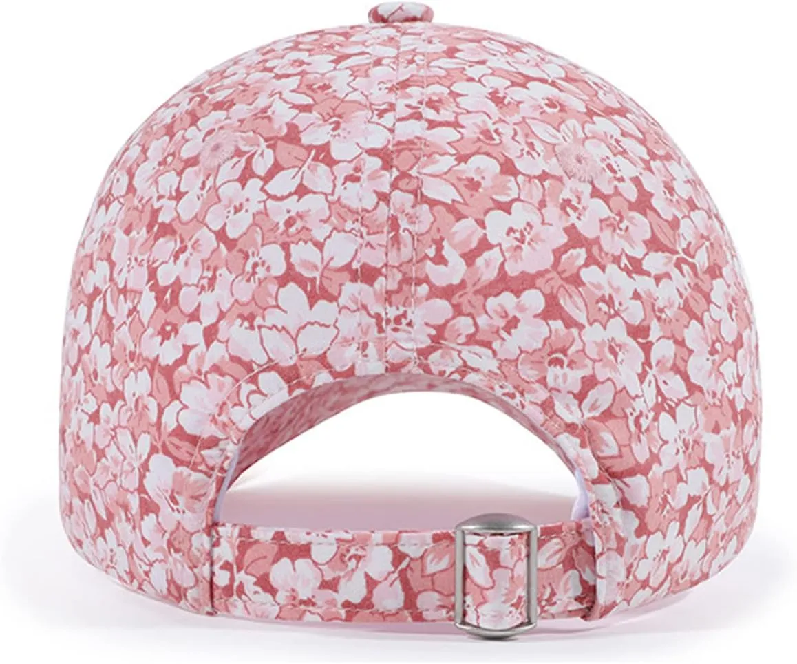 Floral Baseball Cap Cotton Dad Hat Adjustable Print Ball Cap for Women
