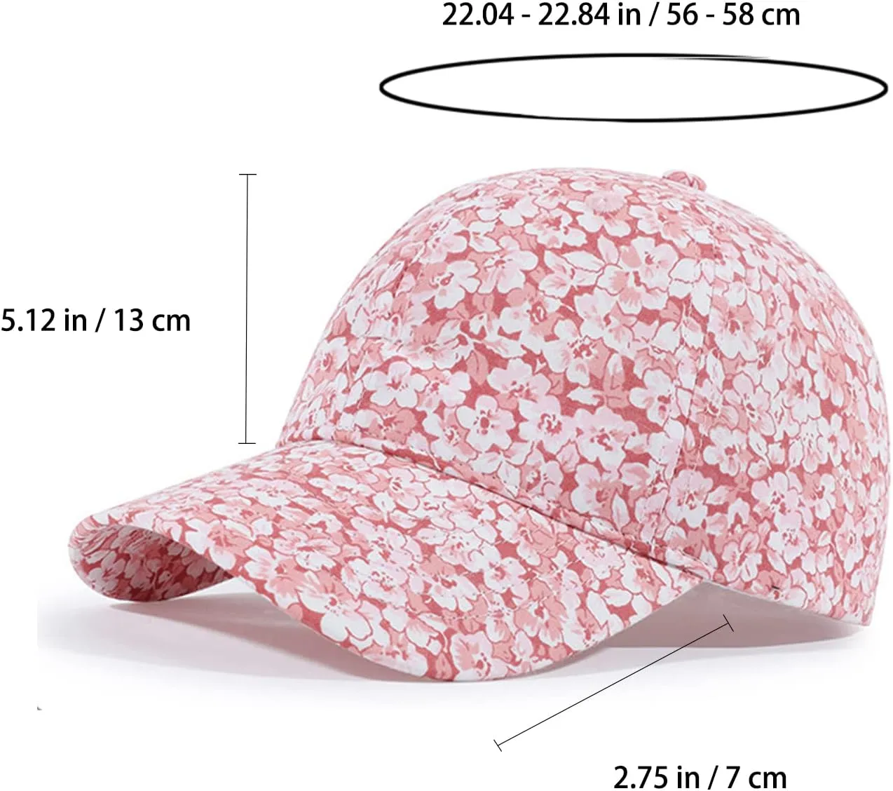 Floral Baseball Cap Cotton Dad Hat Adjustable Print Ball Cap for Women