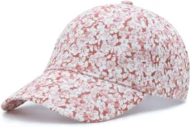 Floral Baseball Cap Cotton Dad Hat Adjustable Print Ball Cap for Women