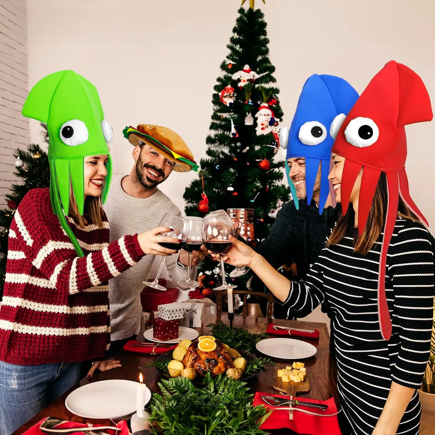 Funny Hats for Adults Squid Octopus Hat for Halloween Christmas Food Costume Party Supplies