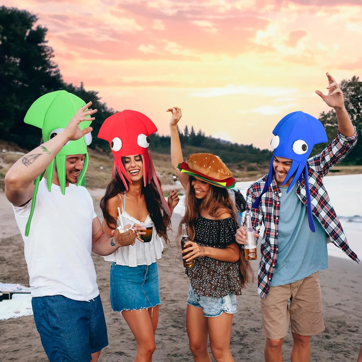 Funny Hats for Adults Squid Octopus Hat for Halloween Christmas Food Costume Party Supplies