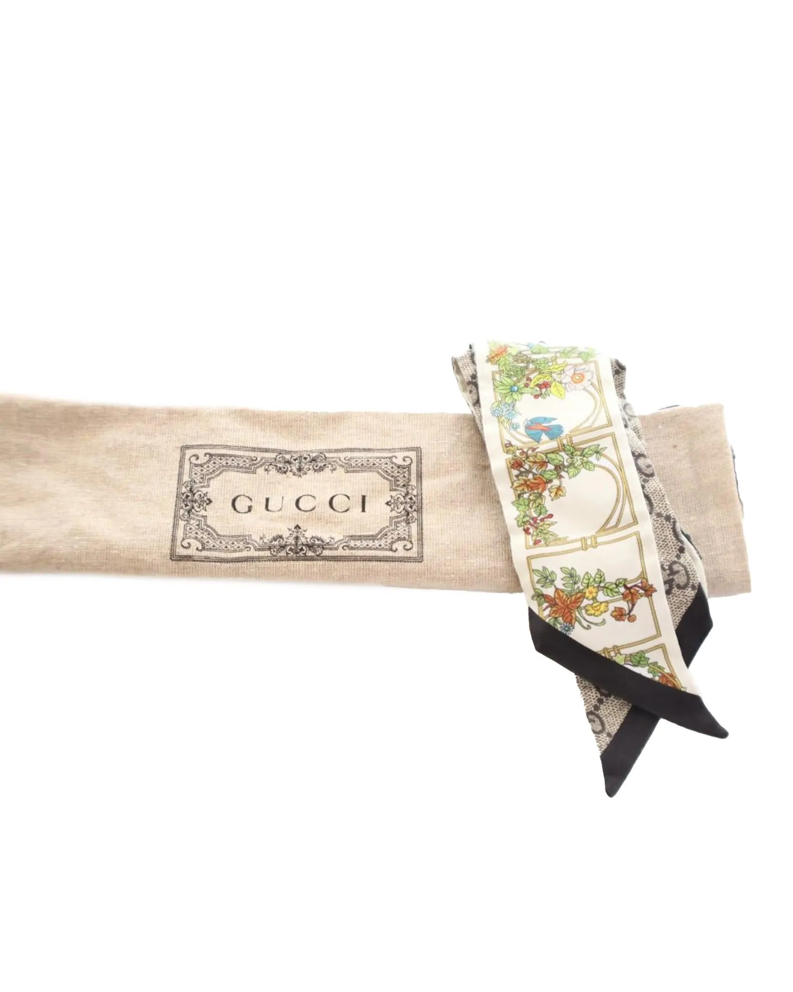 GG and Floral Silk Twilly Scarf