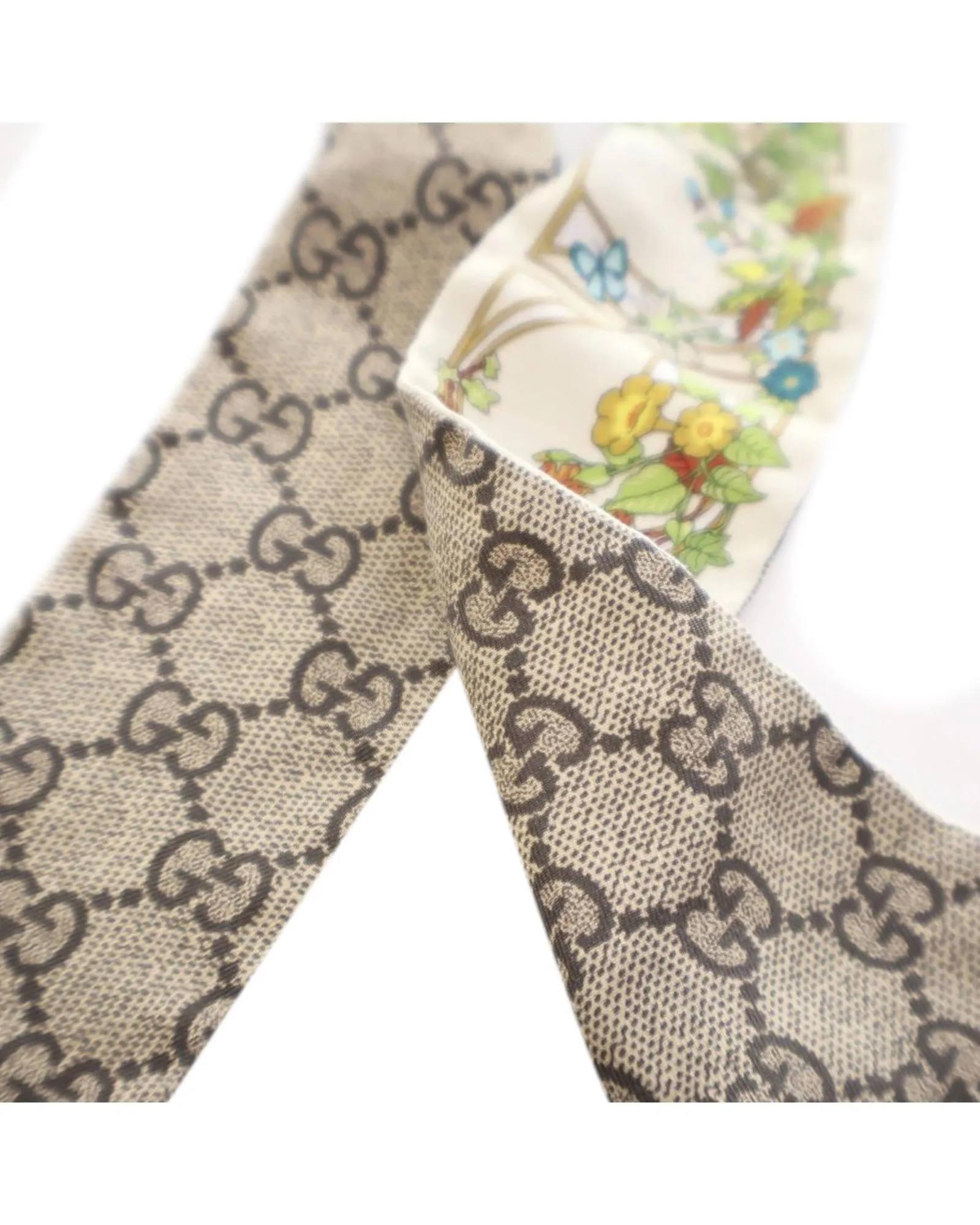 GG and Floral Silk Twilly Scarf
