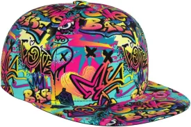 Graffiti Snapback Baseball Cap, Hip Hop Style, Adjustable Flat Bill Brim Hat, Unisex