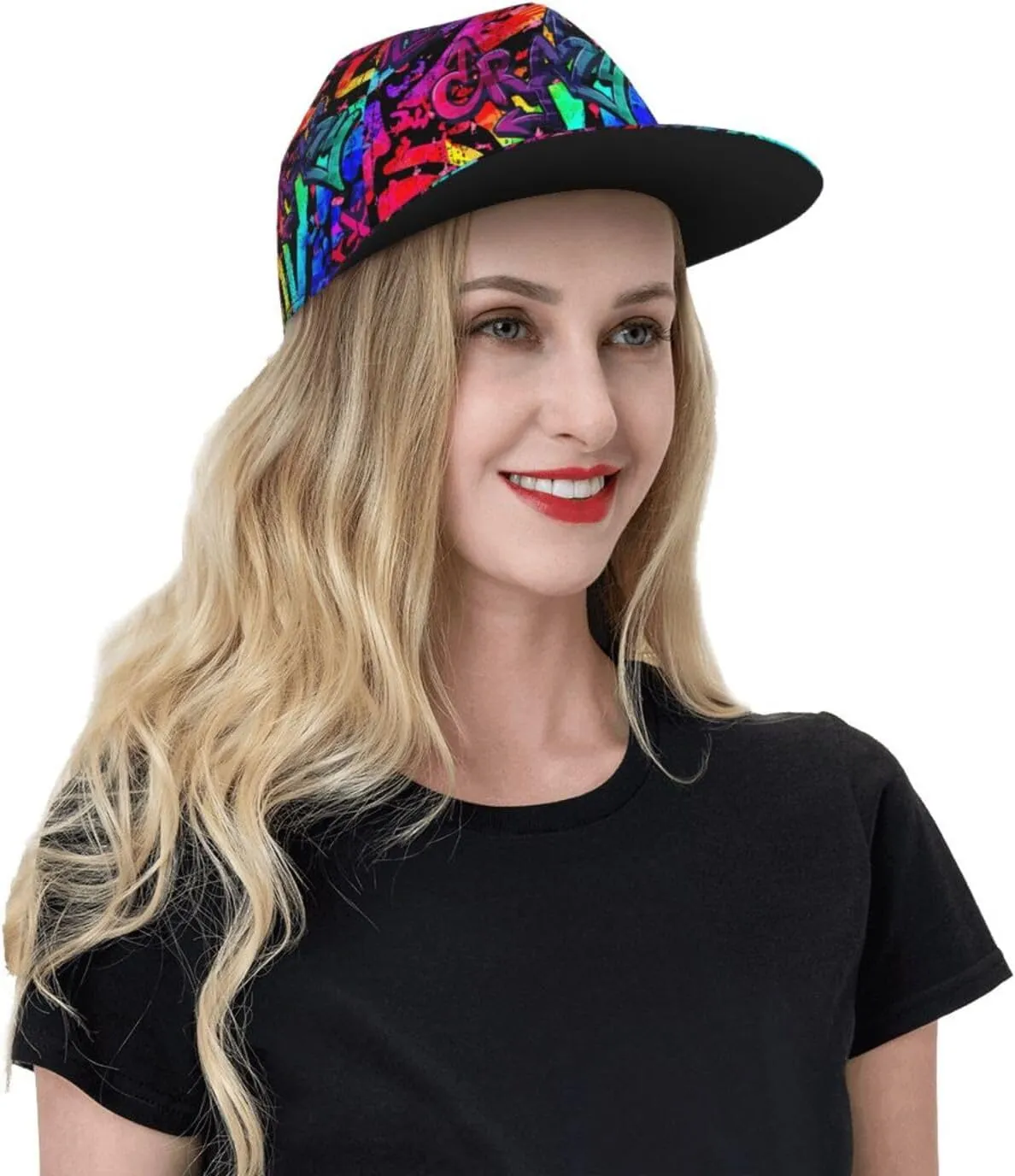 Graffiti Snapback Baseball Cap, Hip Hop Style, Adjustable Flat Bill Brim Hat, Unisex