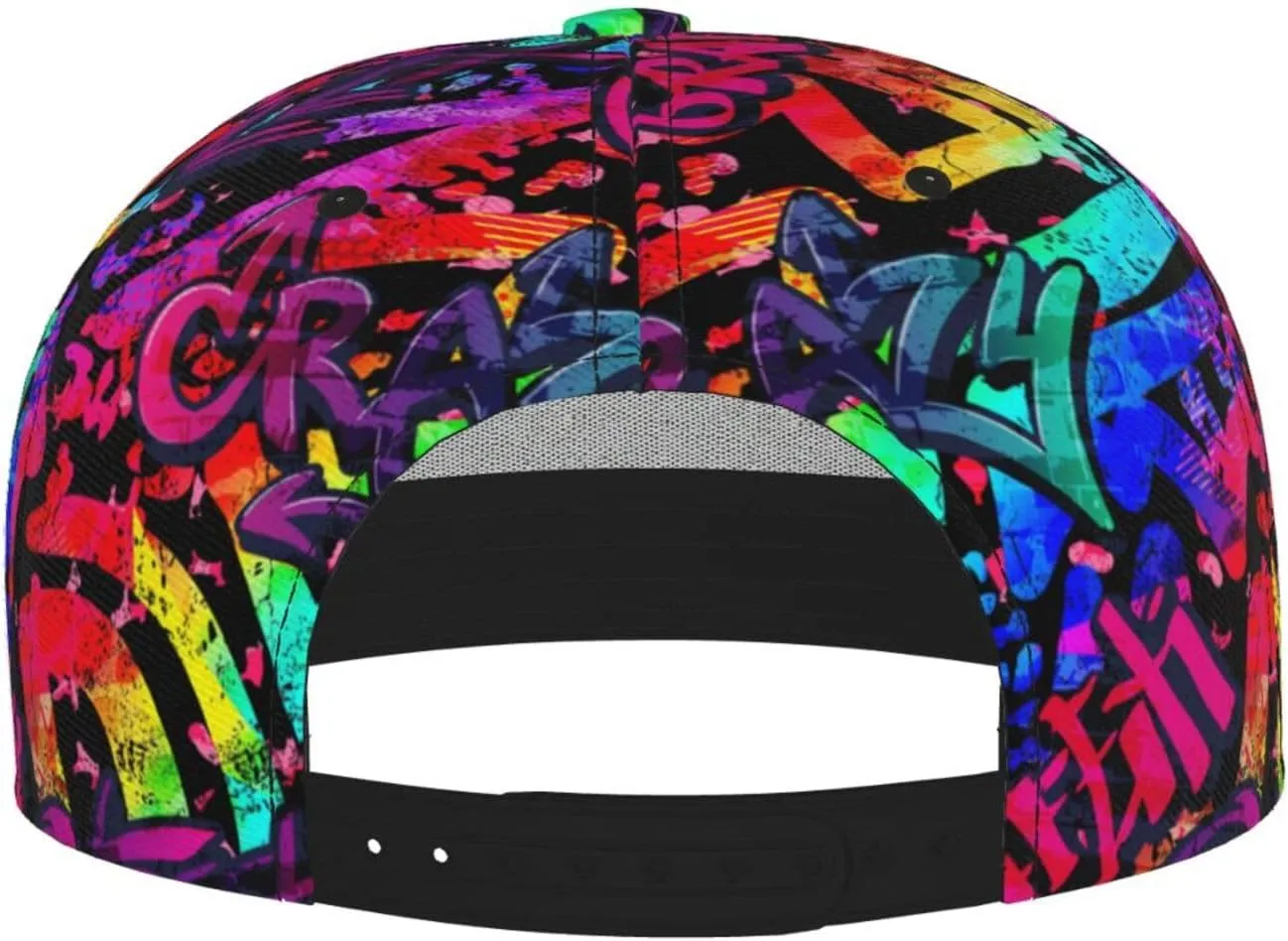 Graffiti Snapback Baseball Cap, Hip Hop Style, Adjustable Flat Bill Brim Hat, Unisex