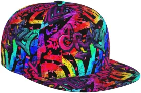 Graffiti Snapback Baseball Cap, Hip Hop Style, Adjustable Flat Bill Brim Hat, Unisex