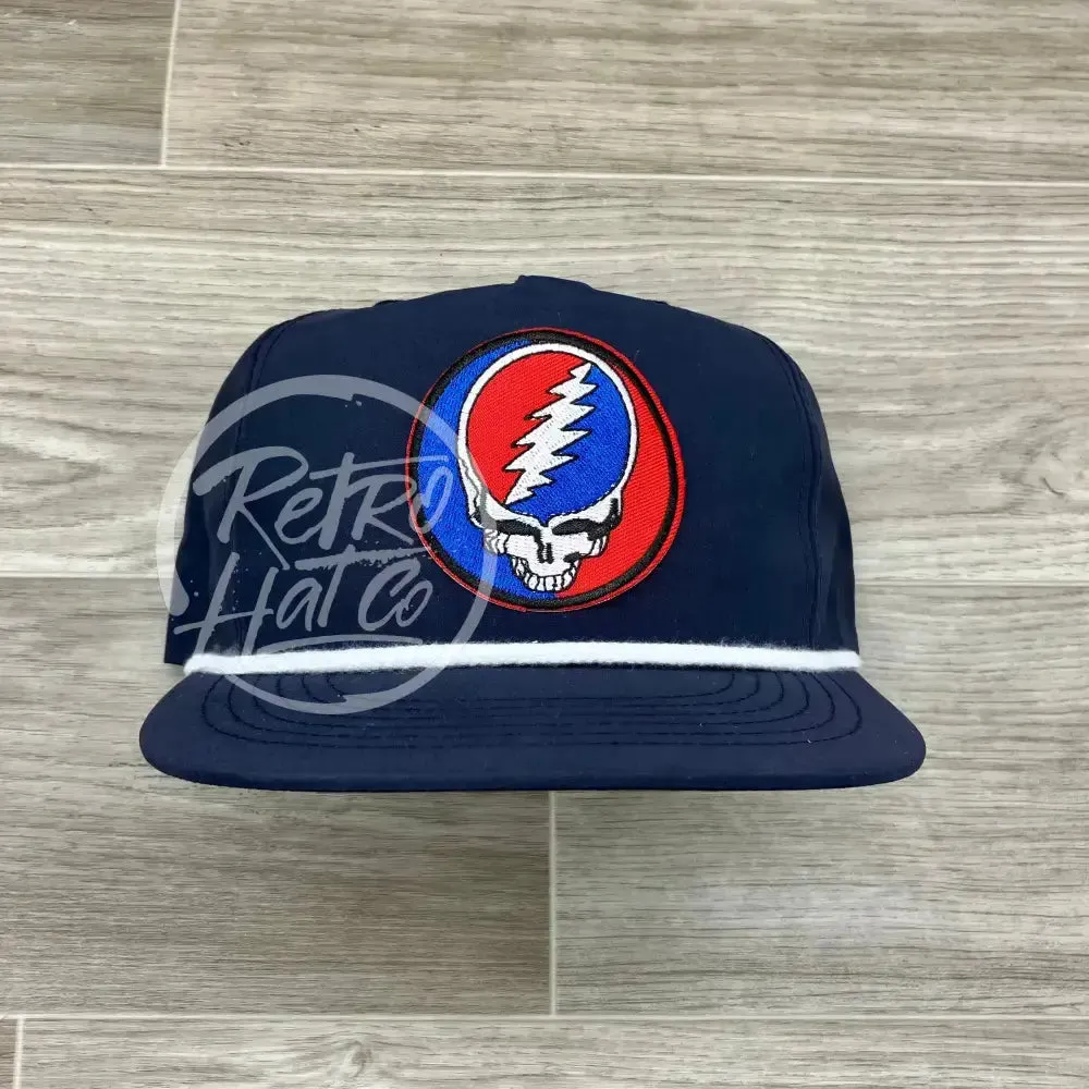 Grateful Dead Lightning Skull (Steal Your Face) Patch on Retro Poly Rope Hat