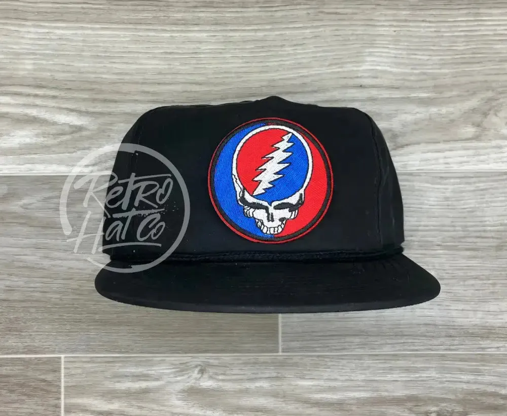 Grateful Dead Lightning Skull (Steal Your Face) Patch on Retro Poly Rope Hat
