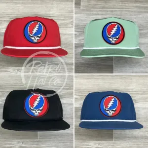 Grateful Dead Lightning Skull (Steal Your Face) Patch on Retro Poly Rope Hat
