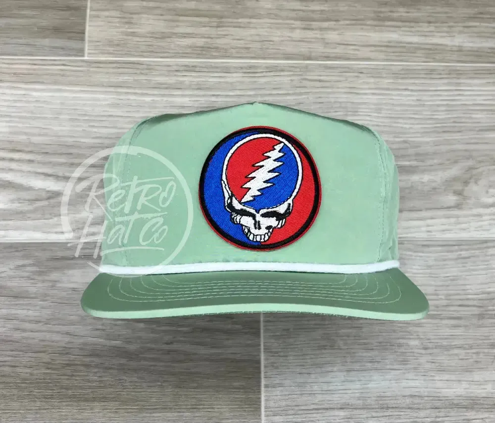 Grateful Dead Lightning Skull (Steal Your Face) Patch on Retro Poly Rope Hat