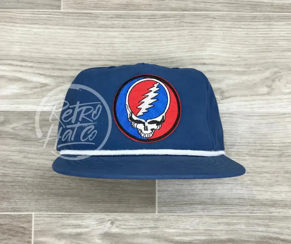 Grateful Dead Lightning Skull (Steal Your Face) Patch on Retro Poly Rope Hat
