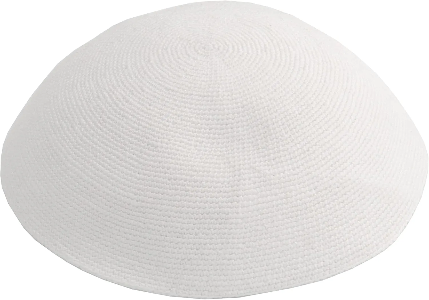 Hand Made 100% Cotton DMC Hand Knitted Kippah Hat from Israel, Hats for Men, Yarmulke Hat, Kippah for Men and Kids (White, 21cm-8.3inch-Flat)