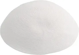 Hand Made 100% Cotton DMC Hand Knitted Kippah Hat from Israel, Hats for Men, Yarmulke Hat, Kippah for Men and Kids (White, 21cm-8.3inch-Flat)