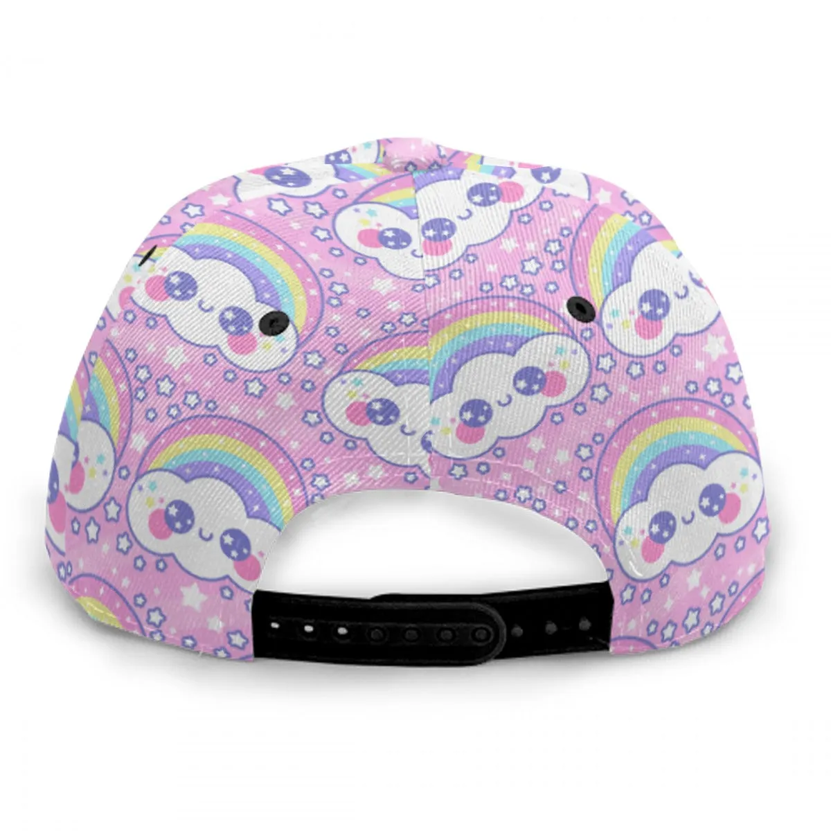 Happy Rainbow Cloud Pink Baseball Cap With Flat Brim