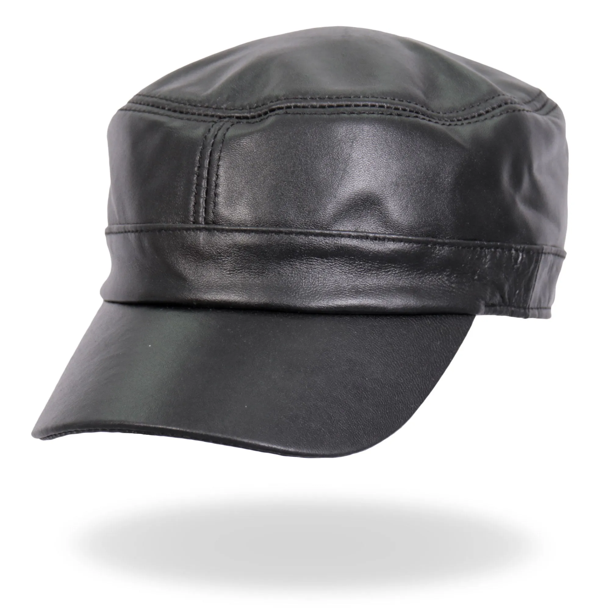 Hot Leathers LHA2007 Black Leather Cadet Cap