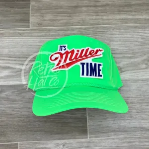 IMT Beer Patch on Neon Lime Nylon Rope Hat