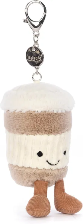 Jellycat Amuseables Coffee-To-Go Bag Charm, 4.5 inches - Food and Drink Plush Keychain - Great Gift Idea