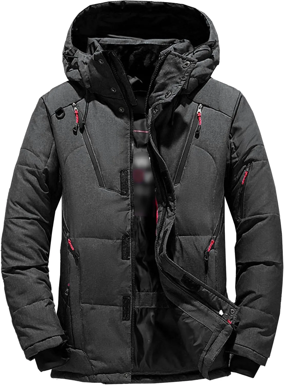 JEsilunmaMY Men's Thicken Outdoor Winter Puffer Jacket Warm Parka Padded Jacket With Fur Hood Windproof Puffy Snow Ski Coat