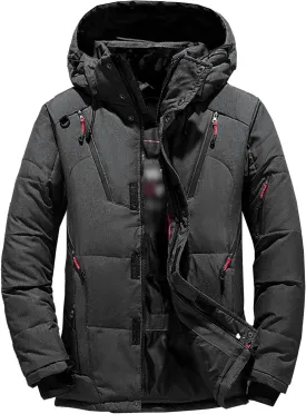 JEsilunmaMY Men's Thicken Outdoor Winter Puffer Jacket Warm Parka Padded Jacket With Fur Hood Windproof Puffy Snow Ski Coat