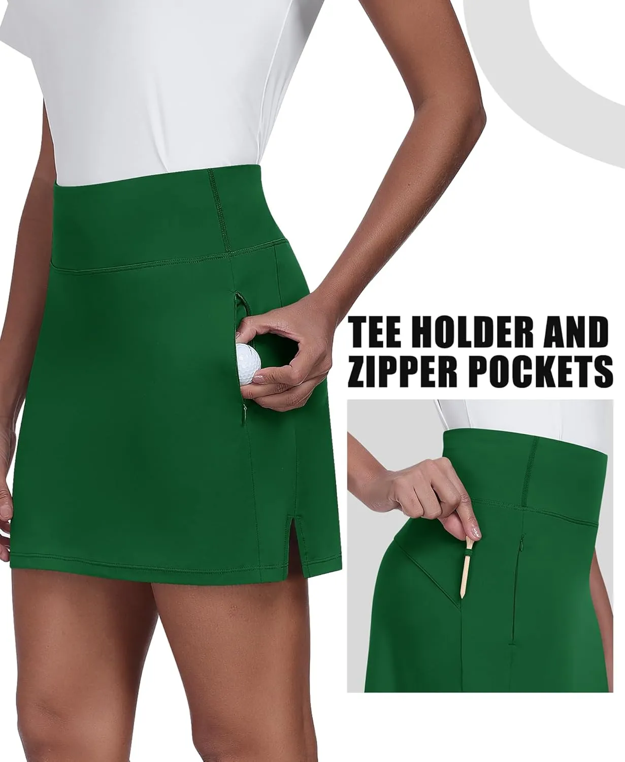 JoyGirl 16" Women Golf Skirts with Shorts Zipper Pockets Tennis Skirt High Waisted Athletic Skorts Skirts